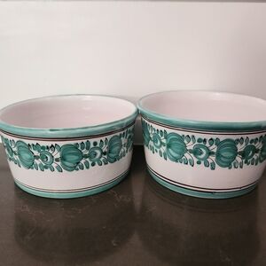 Vintage Modra Slov Keramika Hand-Painted Ceramic Bowls #858 – Folk Art Pottery